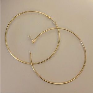 Clip on 4 inch gold hoop earrings